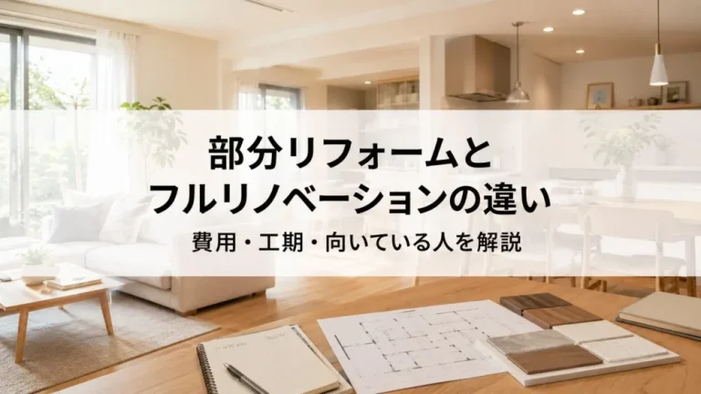 部分リフォームとフルリノベーションはどう違う？ 費用・工期・向いている方をわかりやすく解説