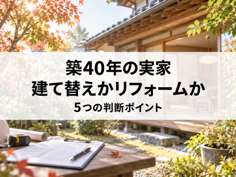 築40年の実家は建て替えるべき？旧耐震・基礎・シロアリから判断する5つのチェック項目